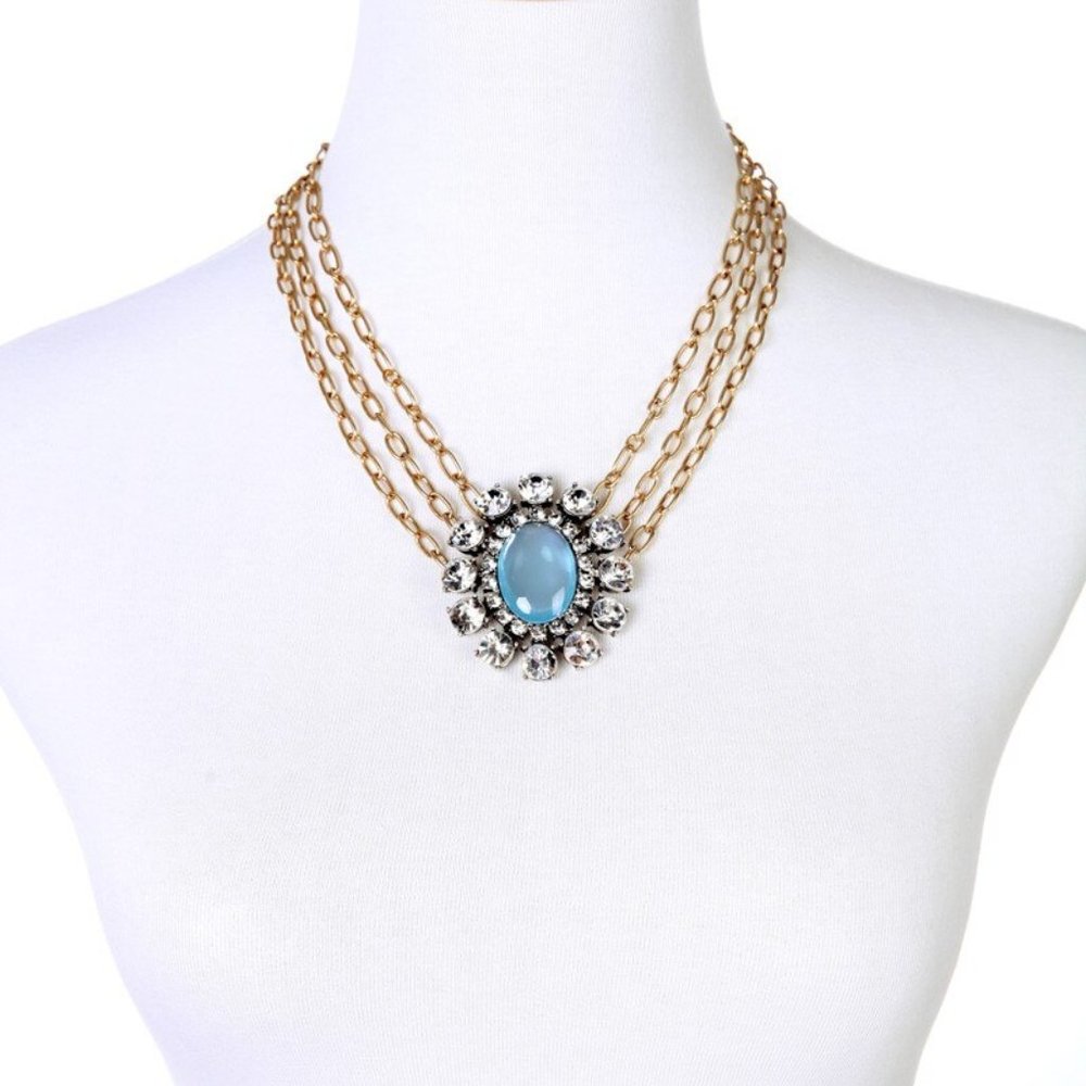 N58 | Sapphire Layered Pendant Choker Necklace